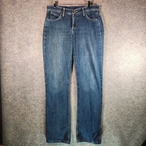 Wrangler Q Baby Women Jeans Blue Denim Bootcut Mid Rise 7/8x34 No Gap Waistband